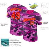 Custom Camo Fire Red-Gold Wave Camouflage Salute To Service Performance T-Shirt