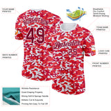 Custom Camo Maroon-White Digital Camouflage Salute To Service Performance T-Shirt
