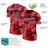 Custom Camo Burgundy-White Digital Camouflage Salute To Service Performance T-Shirt