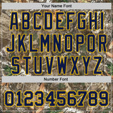 Custom Camo Navy-Yellow Woodland Forest Camouflage Authentic Salute To Service Baseball Jersey