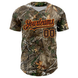 Custom Camo Black Orange-Old Gold Woodland Forest Camouflage Authentic Salute To Service Baseball Jersey