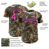 Custom Camo Pink-Navy Woodland Forest Camouflage Authentic Salute To Service Baseball Jersey