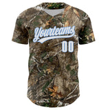 Custom Camo White-Light Blue Woodland Forest Camouflage Authentic Salute To Service Baseball Jersey