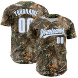 Custom Camo White-Light Blue Woodland Forest Camouflage Authentic Salute To Service Baseball Jersey