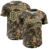 Custom Camo Olive-Cream Woodland Forest Camouflage Authentic Salute To Service Baseball Jersey