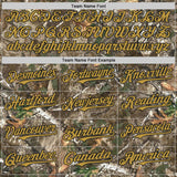 Custom Camo Old Gold-Black Woodland Forest Camouflage Authentic Salute To Service Baseball Jersey