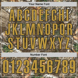Custom Camo Old Gold-Black Woodland Forest Camouflage Authentic Salute To Service Baseball Jersey