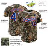 Custom Camo Royal White-Red Woodland Forest Camouflage Authentic Salute To Service Baseball Jersey