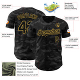 Custom Camo Black-Old Gold Dark Camouflage Tactical Style Authentic Salute To Service Baseball Jersey