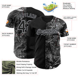 Custom Camo Black-Gray Woodland Forest Camouflage Split Authentic Salute To Service Baseball Jersey
