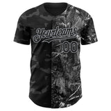 Custom Camo Black-Gray Woodland Forest Split Dark Camouflage Authentic Salute To Service Baseball Jersey