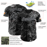 Custom Camo Black-Gray Woodland Forest Split Dark Camouflage Authentic Salute To Service Baseball Jersey