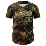 Custom Camo Olive-Cream Woodland Forest Tactical Camouflage Outdoor Leaf Authentic Baseball Jersey