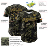 Custom Camo Black-Old Gold Woodland Forest Tactical Camouflage Outdoor Leaf Authentic Baseball Jersey