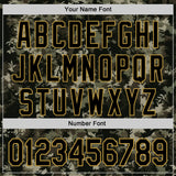 Custom Camo Black-Old Gold Woodland Forest Tactical Camouflage Outdoor Leaf Authentic Baseball Jersey