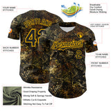 Custom Camo Black-Gold Woodland Forest Tactical Camouflage Outdoor Leaf Authentic Baseball Jersey