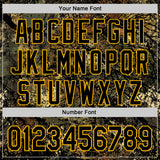 Custom Camo Black-Gold Woodland Forest Tactical Camouflage Outdoor Leaf Authentic Baseball Jersey