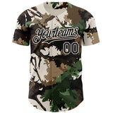 Custom Camo Black-Cream Woodland Forest Tactical Camouflage Outdoor Leaf Authentic Baseball Jersey