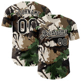 Custom Camo Black-Cream Woodland Forest Tactical Camouflage Outdoor Leaf Authentic Baseball Jersey