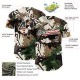 Custom Camo Vintage USA Flag Cream-Brown Woodland Forest Tactical Camouflage Outdoor Leaf Authentic Baseball Jersey