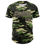 Custom Camo Black-Cream Woodland Forest Tactical Camouflage Outdoor Leaf Authentic Baseball Jersey
