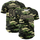 Custom Camo Black-Cream Woodland Forest Tactical Camouflage Outdoor Leaf Authentic Baseball Jersey