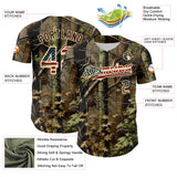 Custom Camo Vintage USA Flag Cream-Brown Woodland Forest Tactical Camouflage Outdoor Leaf Authentic Baseball Jersey