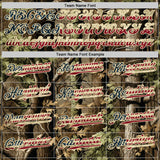 Custom Camo Vintage USA Flag Cream-Brown Woodland Forest Tactical Camouflage Outdoor Leaf Authentic Baseball Jersey
