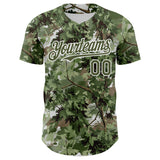 Custom Camo Olive-White Woodland Forest Tactical Camouflage Outdoor Leaf Authentic Baseball Jersey