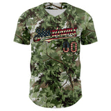 Custom Camo Vintage USA Flag Black-Crimson Woodland Forest Tactical Camouflage Outdoor Leaf Authentic Baseball Jersey