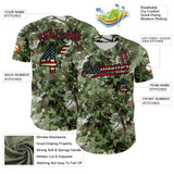 Custom Camo Vintage USA Flag Black-Crimson Woodland Forest Tactical Camouflage Outdoor Leaf Authentic Baseball Jersey