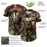 Custom Camo Vintage Mexican Flag Cream-Red Woodland Forest Tactical Camouflage Outdoor Leaf Authentic Baseball Jersey