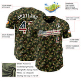 Custom Camo Vintage USA Flag-White Digital Camouflage Authentic Baseball Jersey