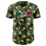 Custom Camo Vintage Mexican Flag Black White-Fire Red Digital Camouflage Authentic Baseball Jersey