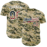 Custom Camo Vintage USA Flag-White Digital Camouflage Authentic Baseball Jersey