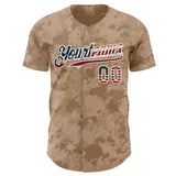 Custom Camo Vintage USA Flag-White Geometric Camouflage Authentic Baseball Jersey