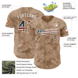 Custom Camo Vintage USA Flag-White Geometric Camouflage Authentic Baseball Jersey