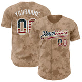 Custom Camo Vintage USA Flag-White Geometric Camouflage Authentic Baseball Jersey