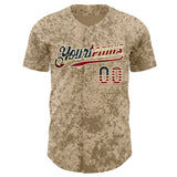 Custom Camo Vintage USA Flag Cream-Black Geometric Camouflage Authentic Baseball Jersey