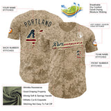 Custom Camo Vintage USA Flag Cream-Black Geometric Camouflage Authentic Baseball Jersey