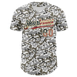 Custom Camo Vintage USA Flag Cream-Black Digital Camouflage Authentic Baseball Jersey