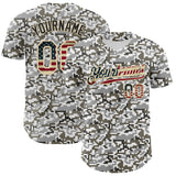 Custom Camo Vintage USA Flag Cream-Black Digital Camouflage Authentic Baseball Jersey