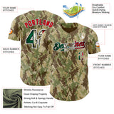 Custom Camo Vintage Mexican Flag Black White-Fire Red Digital Camouflage Authentic Baseball Jersey