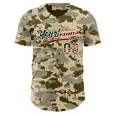 Custom Camo Vintage USA Flag Cream-Black Digital Camouflage Authentic Baseball Jersey