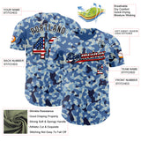Custom Camo USA Flag Black-White Blue Ocean Camouflage Authentic Baseball Jersey