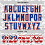 Custom Camo USA Flag White Red-Royal Urban Gray Camouflage Authentic Baseball Jersey