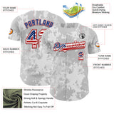 Custom Camo USA Flag White Red-Royal Urban Gray Camouflage Authentic Baseball Jersey