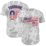Custom Camo USA Flag White Red-Royal Urban Gray Camouflage Authentic Baseball Jersey