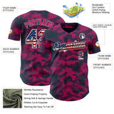 Custom Camo USA Flag Black White-Hot Pink Geometric Camouflage Authentic Baseball Jersey
