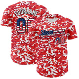 Custom Camo USA Flag Black-White Red Camouflage Authentic Baseball Jersey